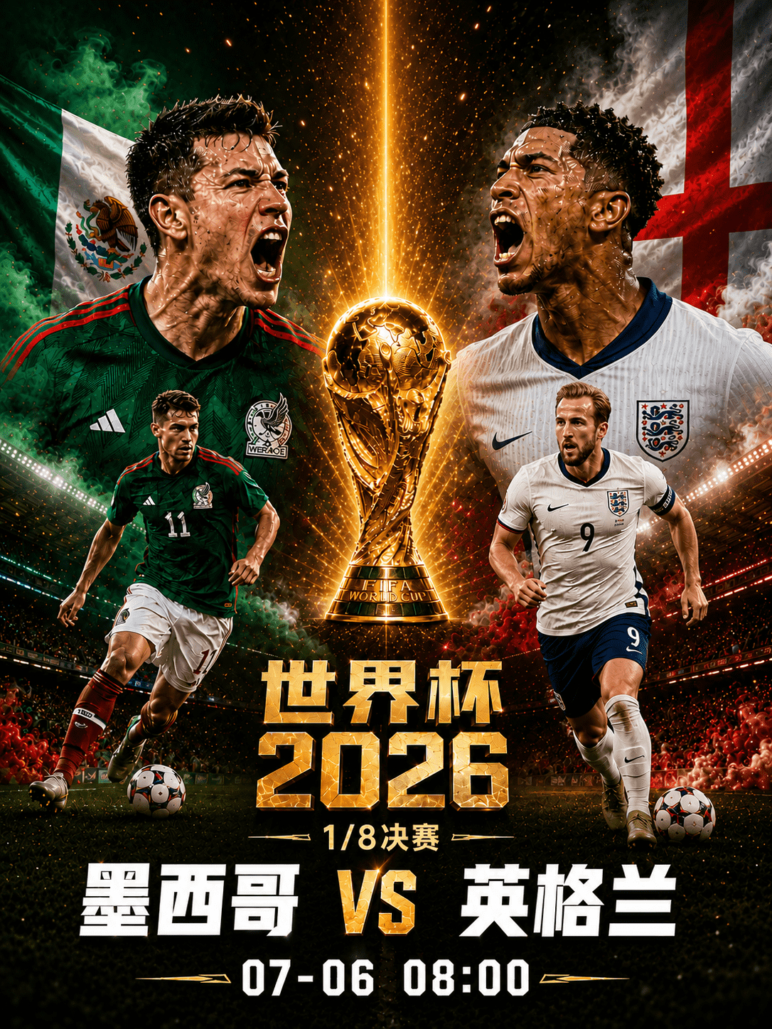 美加墨世界杯世界杯【1/8决赛超级重磅：三狮军团深入“魔鬼高原”！英格兰 40 