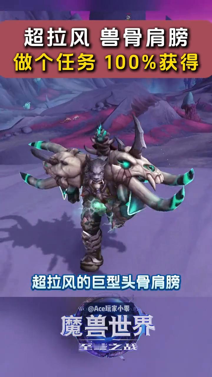 超拉风兽骨肩膀，做个任务100%获得。
听说有人为了这个超拉风的巨型头骨肩膀反复