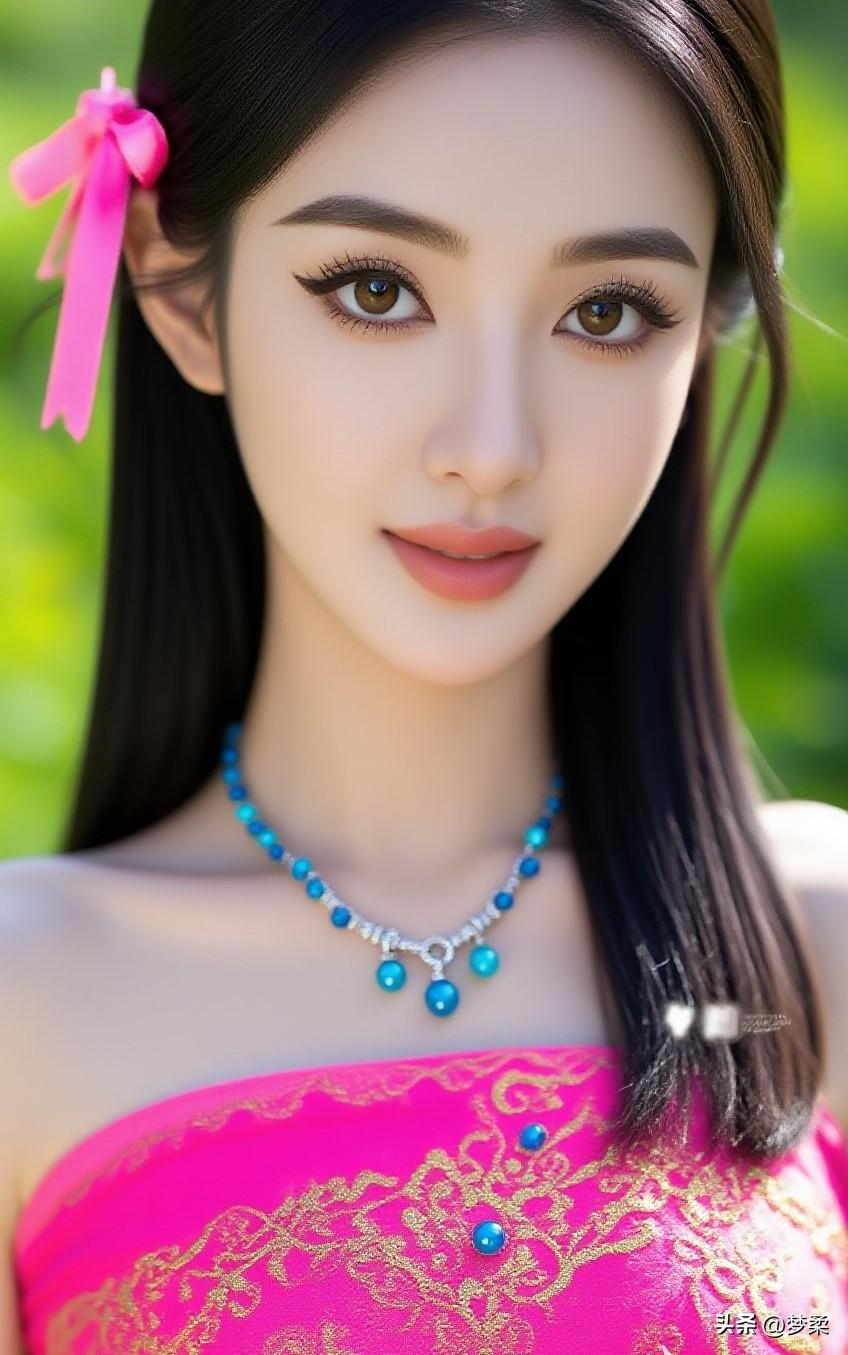 梦幻少女，粉色蝴蝶结发饰，甜美动人少女甜美发饰
