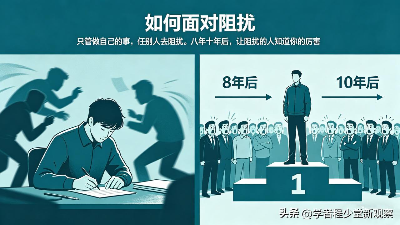 【如何面对阻扰：只管做自己的事，任别人去阻扰。八年十年后，让阻扰的人知道你的厉害
