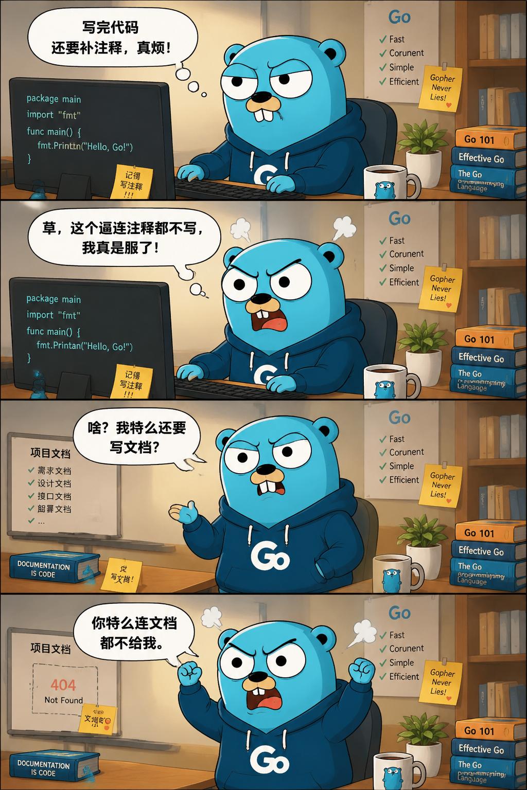 大家有没有一种很神奇的双标。
自己的代码：不写注释，正常。
自己的项目：不写文档