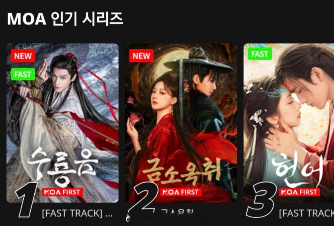 罗云熙水龙吟韩国MOA人气榜也是第1️⃣哦 