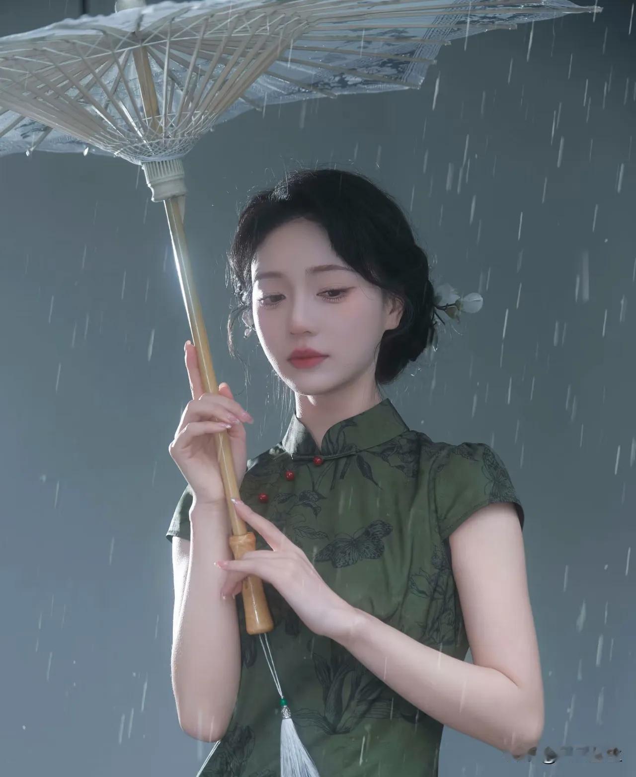 雨中漫步，撑伞漫步，优雅如画