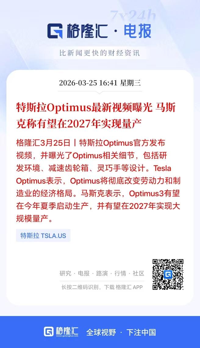 人工机器人终于来了点像样的利好！明天能轮动了吗？

刚刚特斯拉Optimus官方