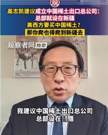 高志凯教授真是神了，他给中国稀土出谋划策，想出了一个连外国人都觉得狡猾毒辣的"高