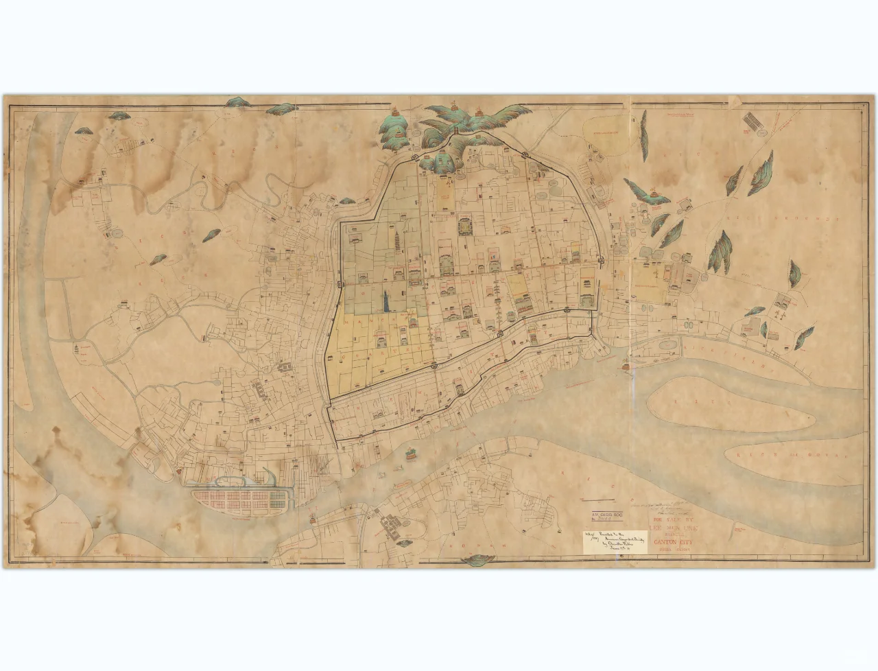 1862年广州地图 英文版 清代广州老地图