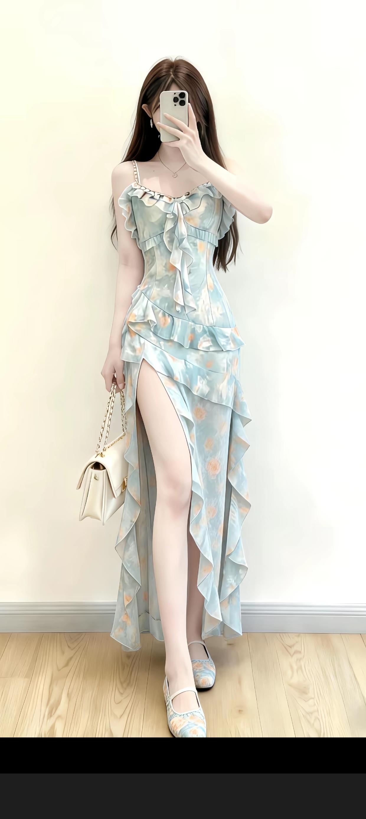 过腻了冬天，夏天快来吧！夏日清新连衣裙，甜美荷叶边，优雅气质满满！🌸👗💃初