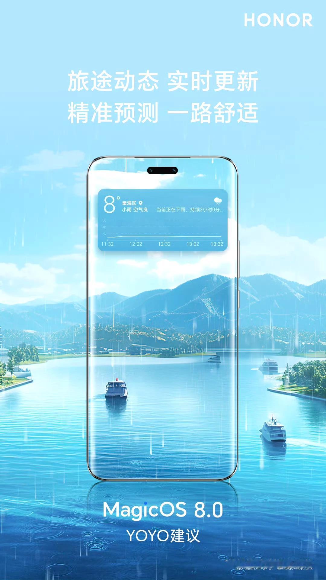 五一假期出门游玩，要注意天气，雨伞必带。
在天气预报方面，荣耀的MagicOS8