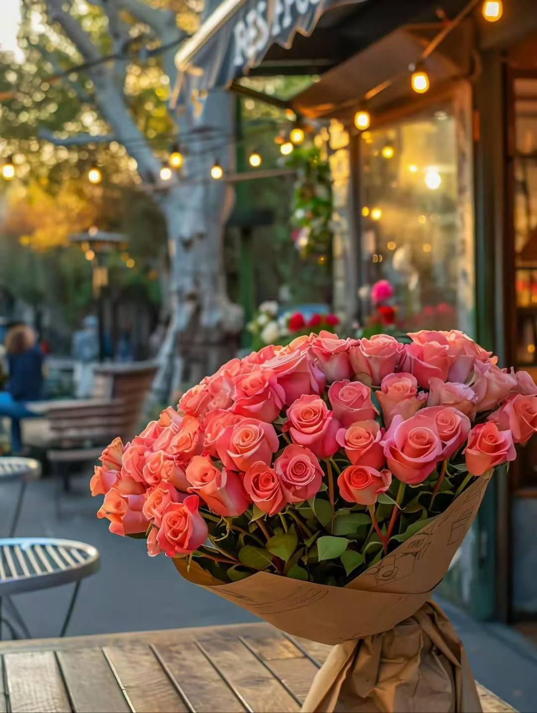 粉嫩玫瑰，温暖心意，送给最特别的人。这来玫瑰花好美，放在这里好浪漫啊！嫩粉色系花