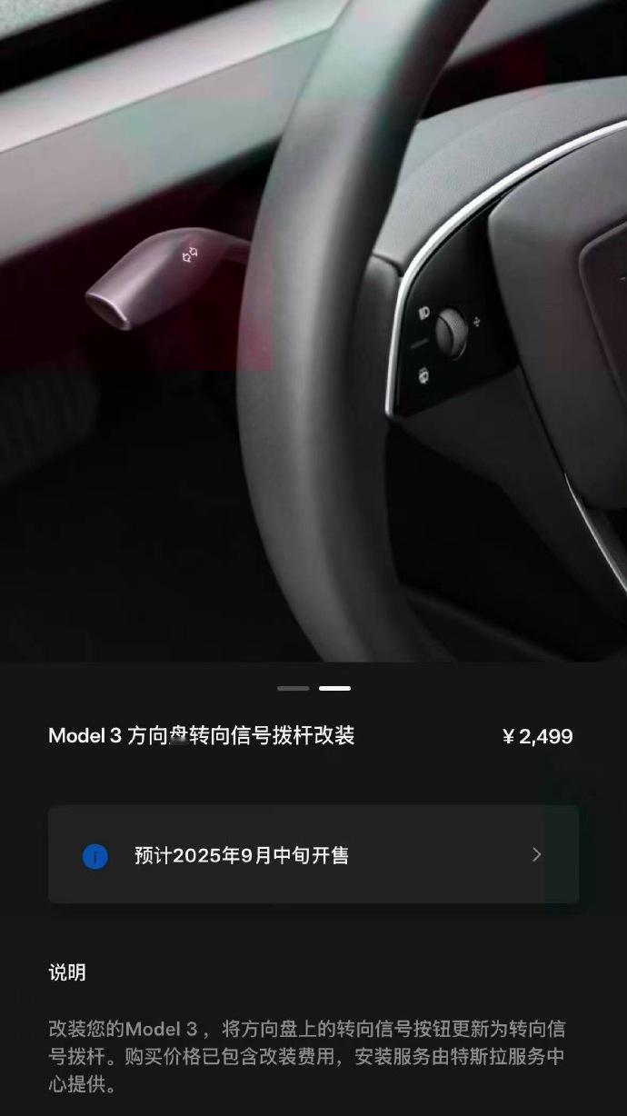 Model3老车主加装拨杆需2499元 原来在这里等着呢[doge]全系新款Mo