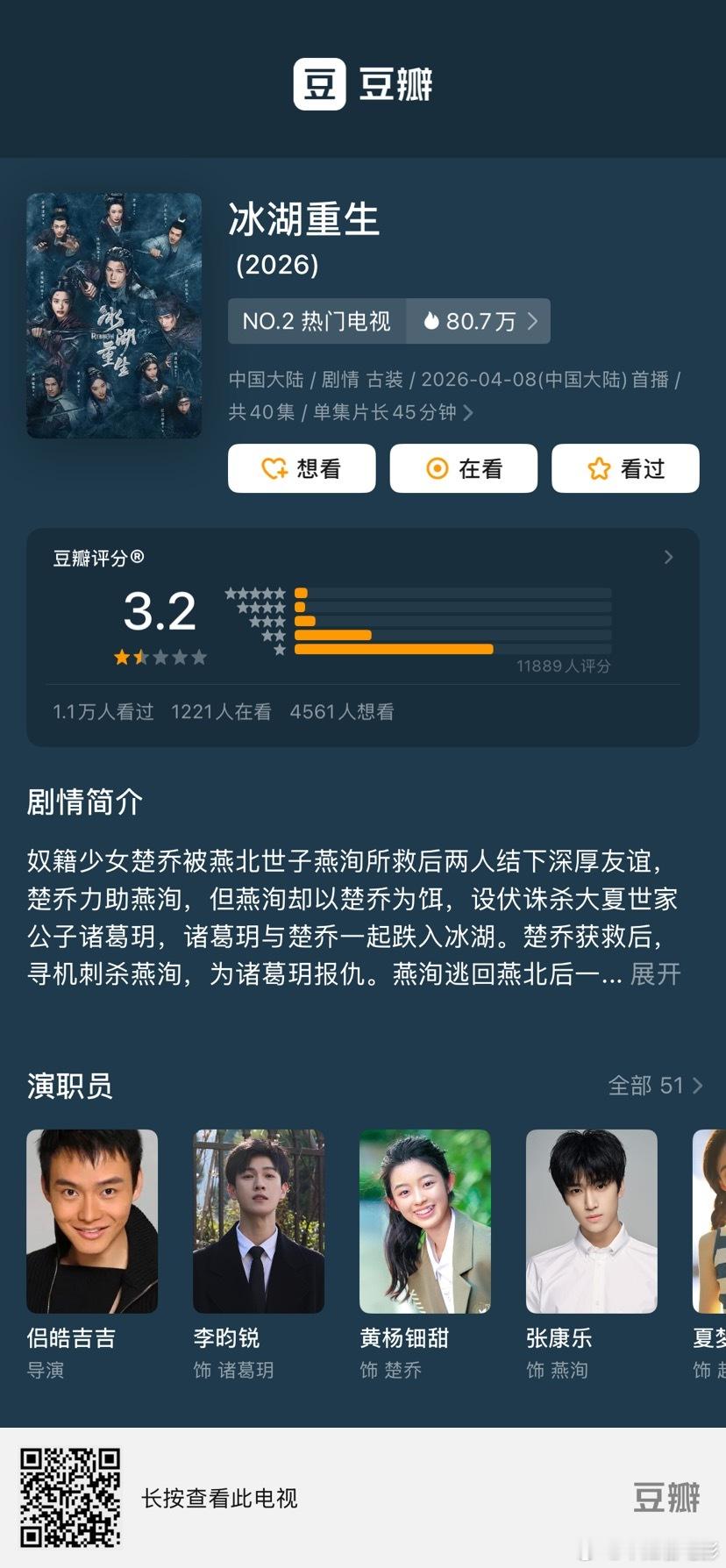 冰湖重生豆瓣3.2冰湖重生 这是历史最低分的古偶吗？甚至是历史最低分电视剧？ 