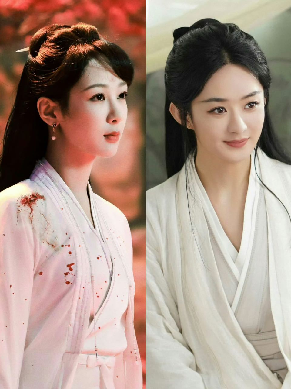 赵丽颖、杨紫同款古偶素衣造型，谁比较符合你的审美[举手]#小夭是饭桌上唯一的清汤