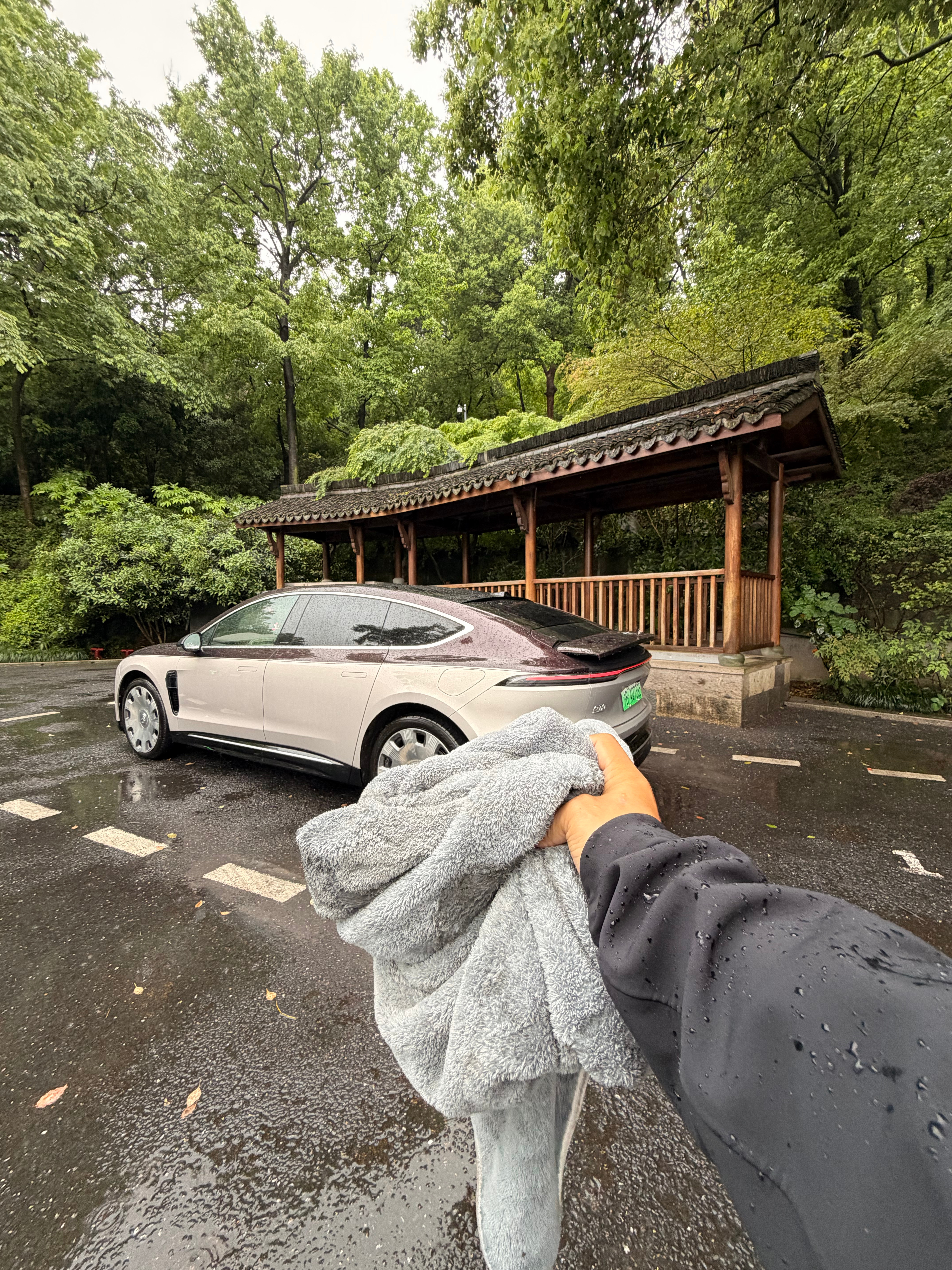 蔚来et9 下雨天擦车第一人 杭州·中国茶叶博物馆(龙井馆区)