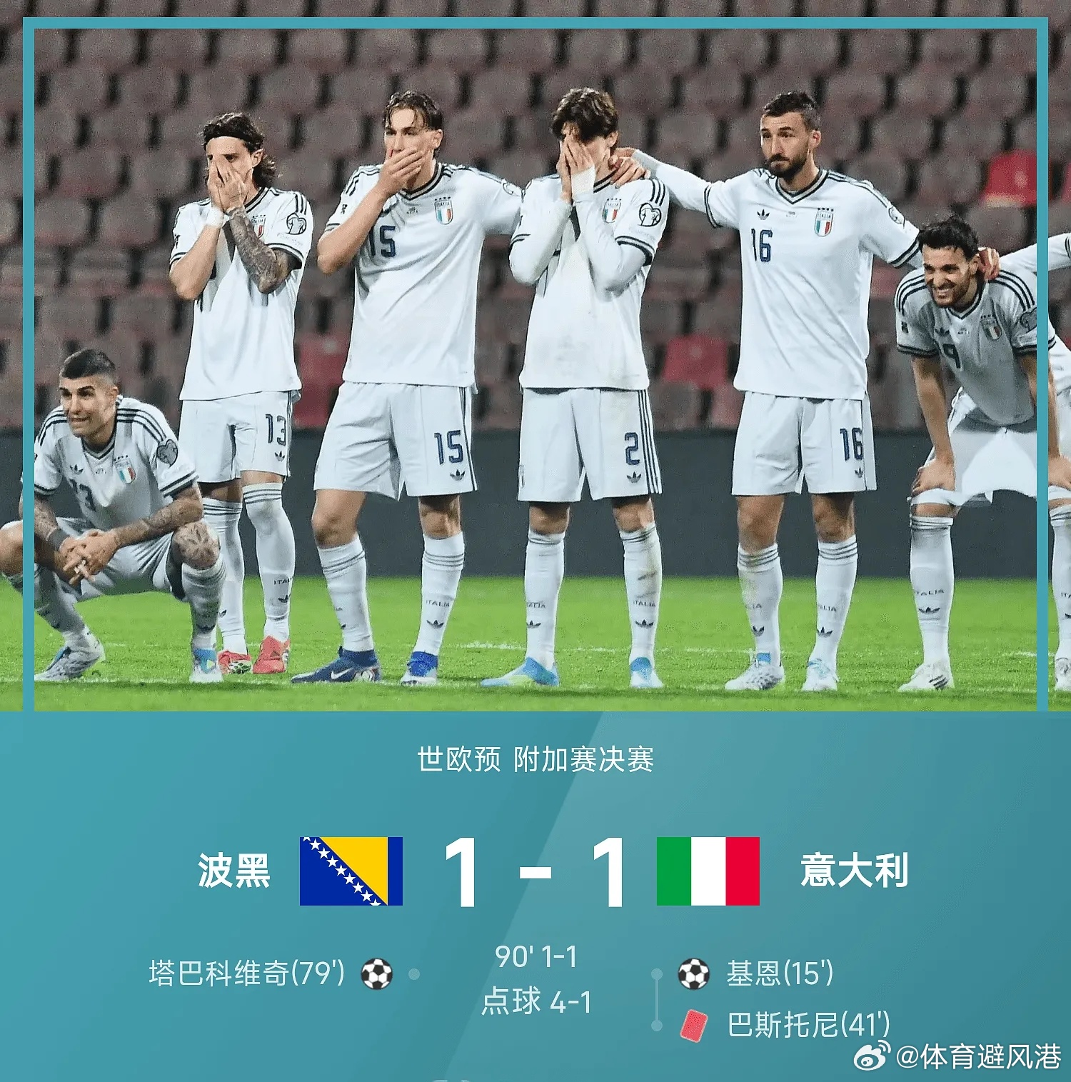 意大利连续3届无缘世界杯欧洲预选赛每日篮球推荐五大联赛 波黑迎战意大利。基恩开场