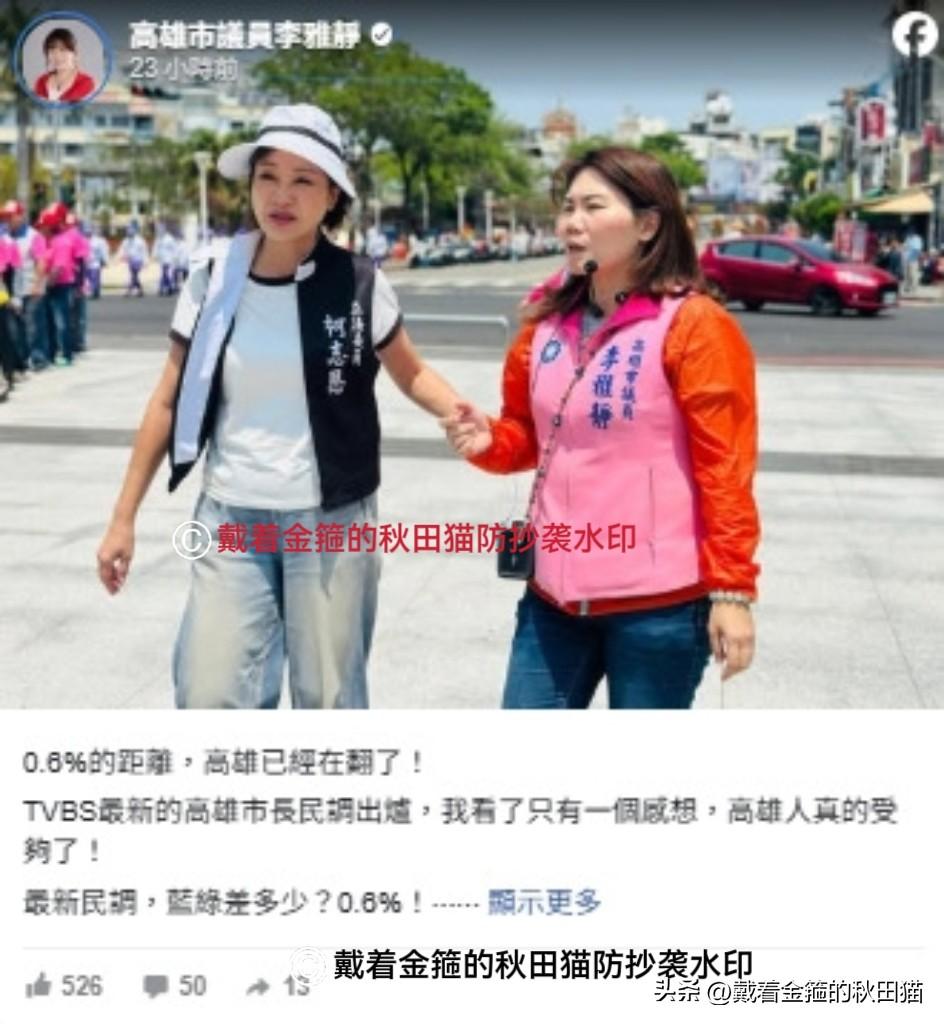 高雄竞争不亚于新北对决！
蓝绿民调差0.6%引爆争议，绿营指控蓝营“民调造假”，