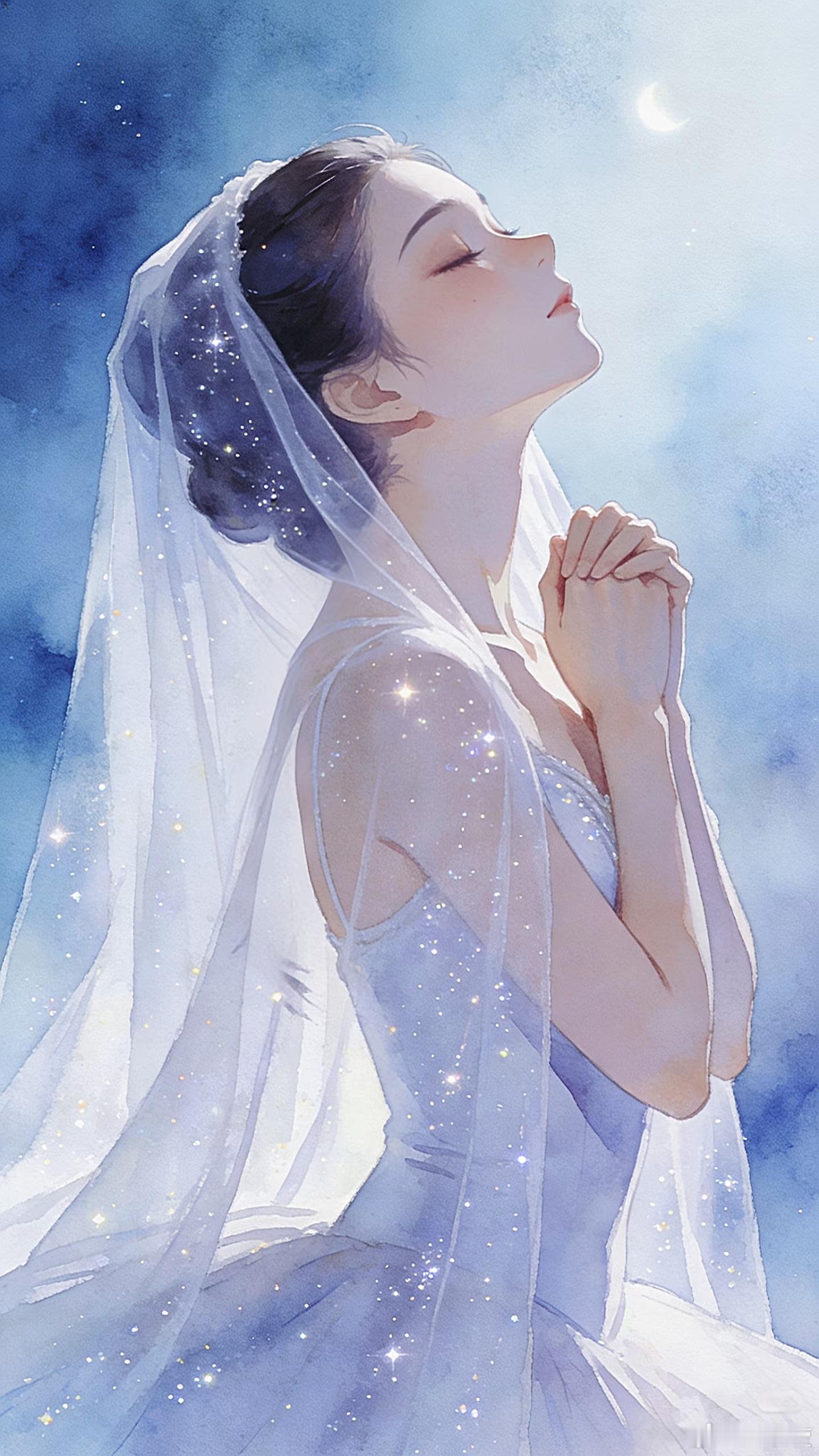 纱幔扬起时 星星落进她睫毛🌌 薄光吻过锁骨 像把银河织成了裙摆 原来每个女孩都