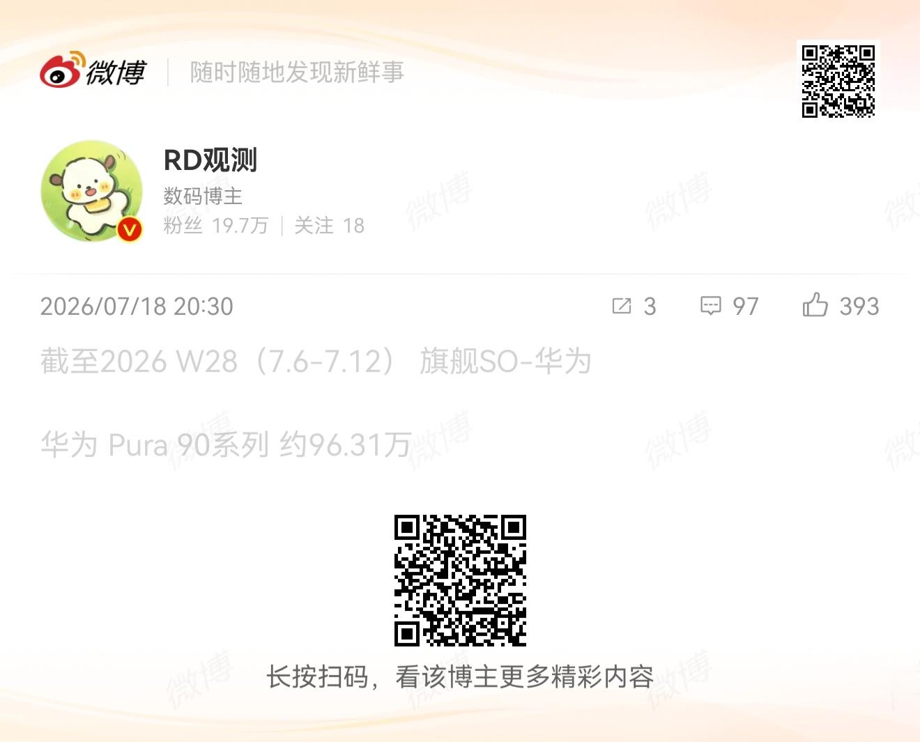 终于要破百万了吗！Pura 90你这家伙