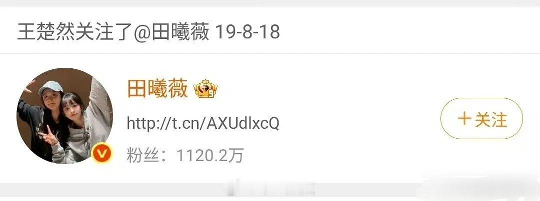 王楚然关注了两次田曦薇，后又取关 本来百花齐放挺好的我说怎么交流起来了 原来是剧