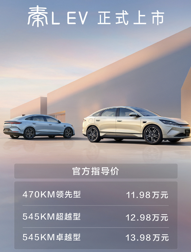 秦L EV 11.98 万元起，标配天神之眼-C 三目版, 也就是地平线 J6M