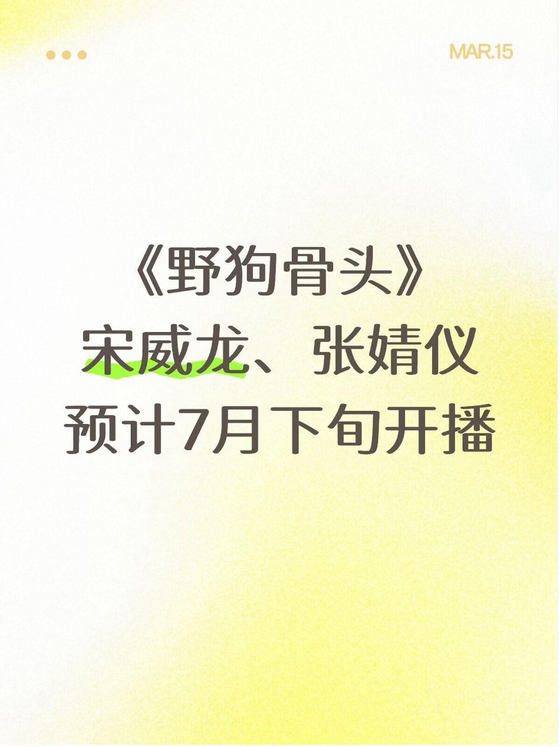 《野狗骨头》 宋威龙、张婧仪野狗骨头｜ 