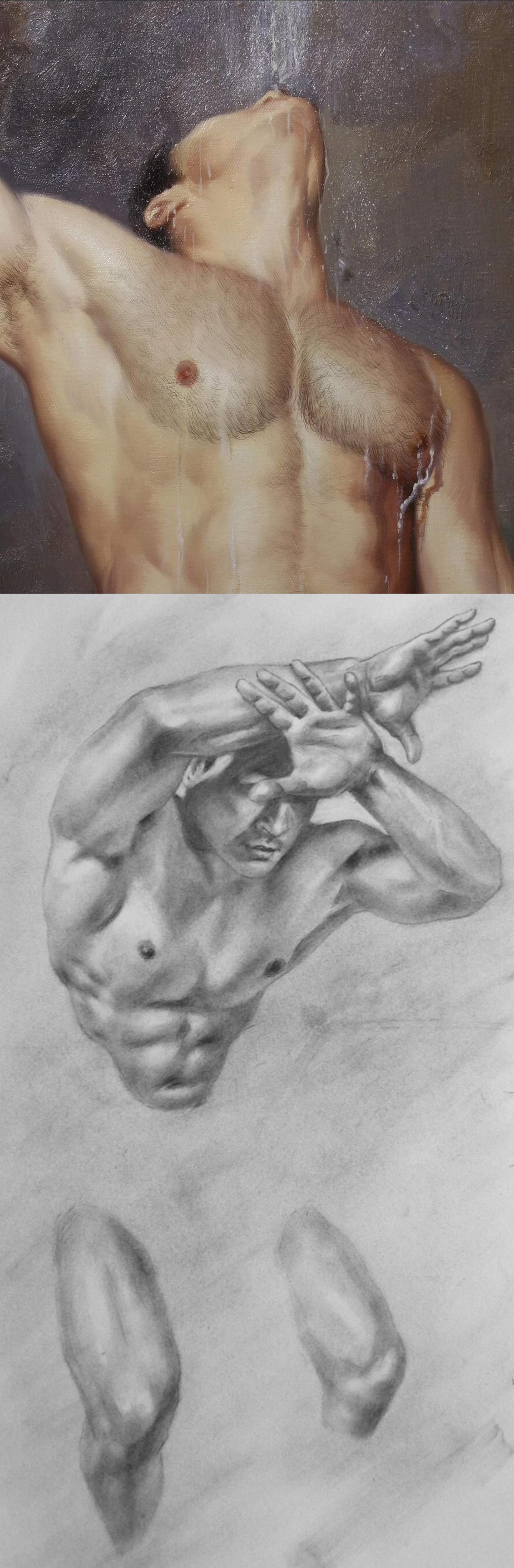 素描和油画的本质是什么? 素描 素描，用黑白灰色调和简单的线条勾勒人物的轮廓，在