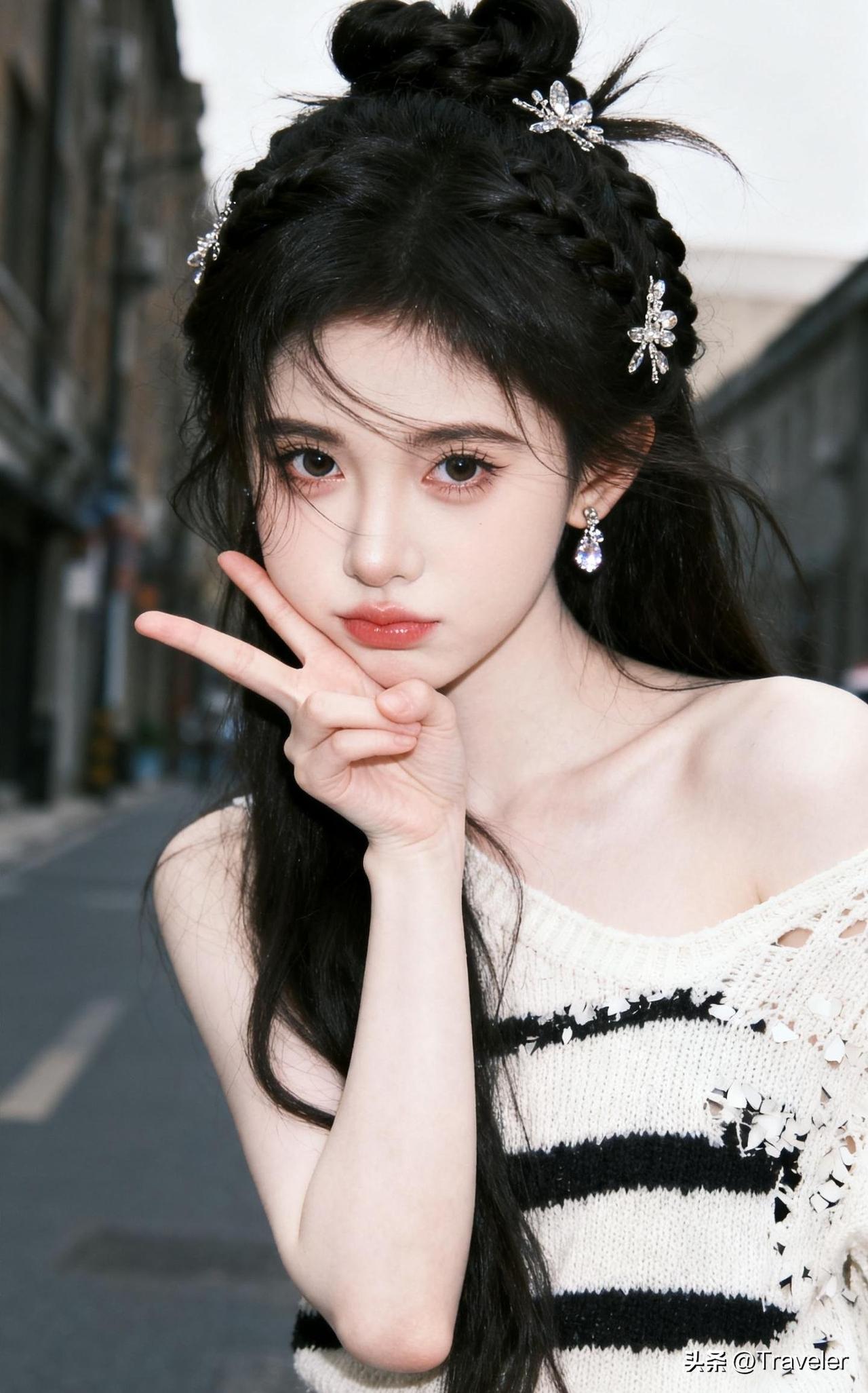 甜美少女风，优雅发饰，街拍时尚