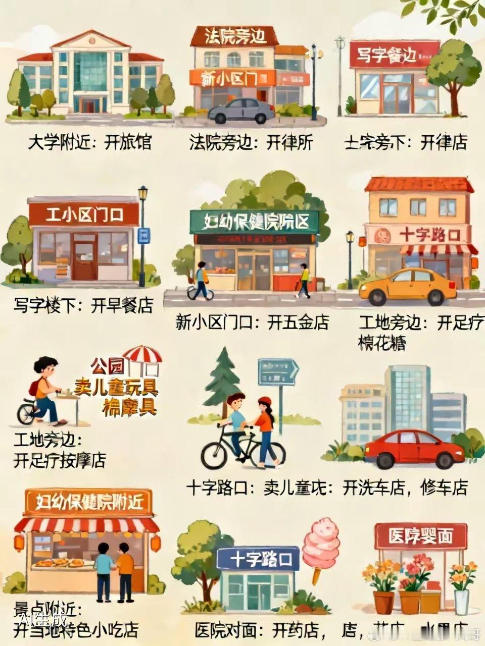 赚钱的方式有1万种，你却只知道打工大学附近：开旅馆法院旁边：开律所写字楼下：开早
