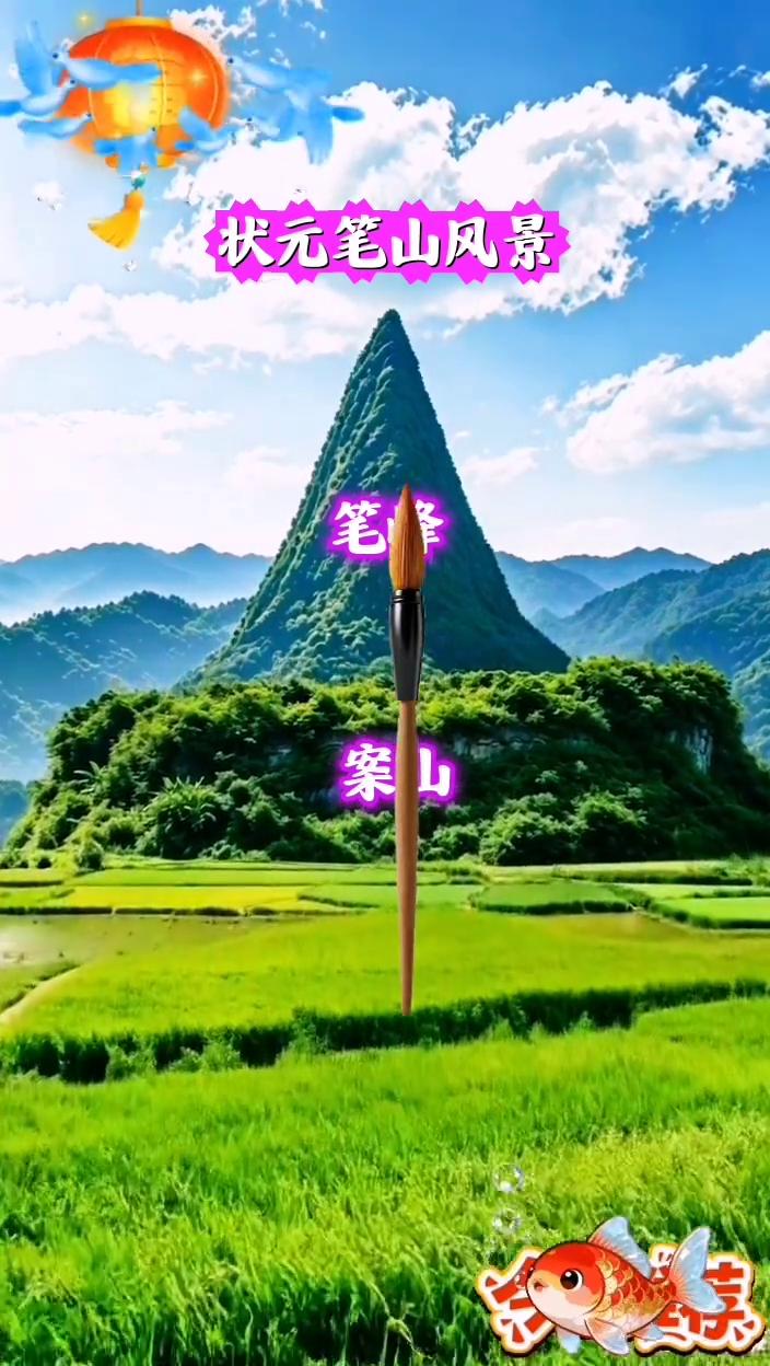 状元笔山风景。
笔峰，案山。