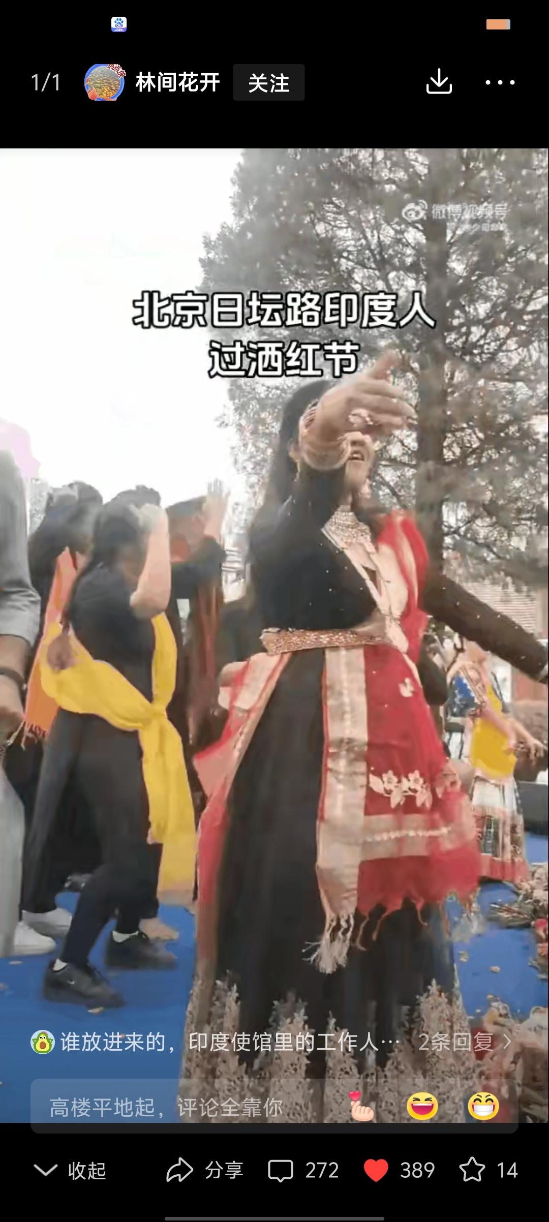 让他们回去!
一群印度人在日坛公园过洒红节 ， 他们旁若无人，载歌载舞，开心热烈