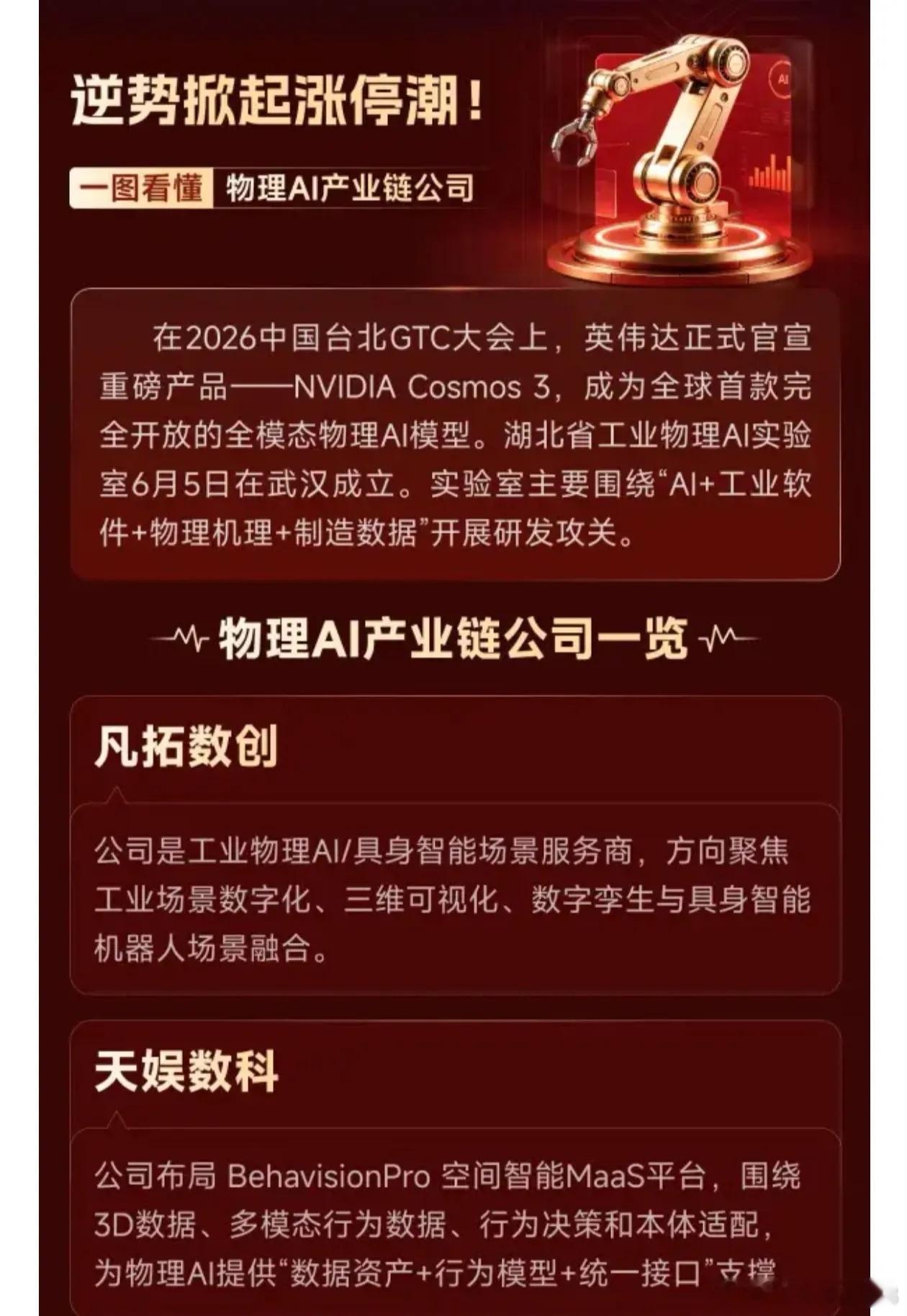 逆势掀起涨停潮！一图看懂《物理AI产业链公司一览》 