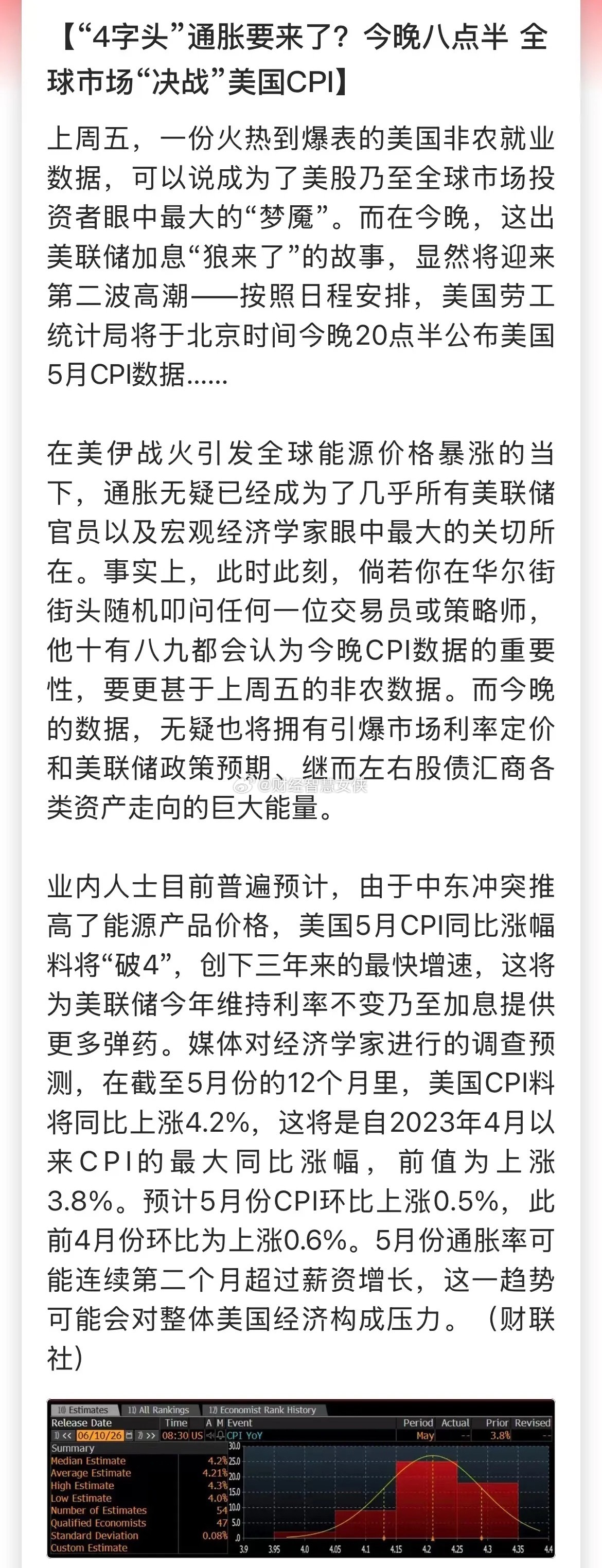 本周美股有三大利空：今晚的CPI数据，明天的世界杯开幕，后天的SpaceX上市。