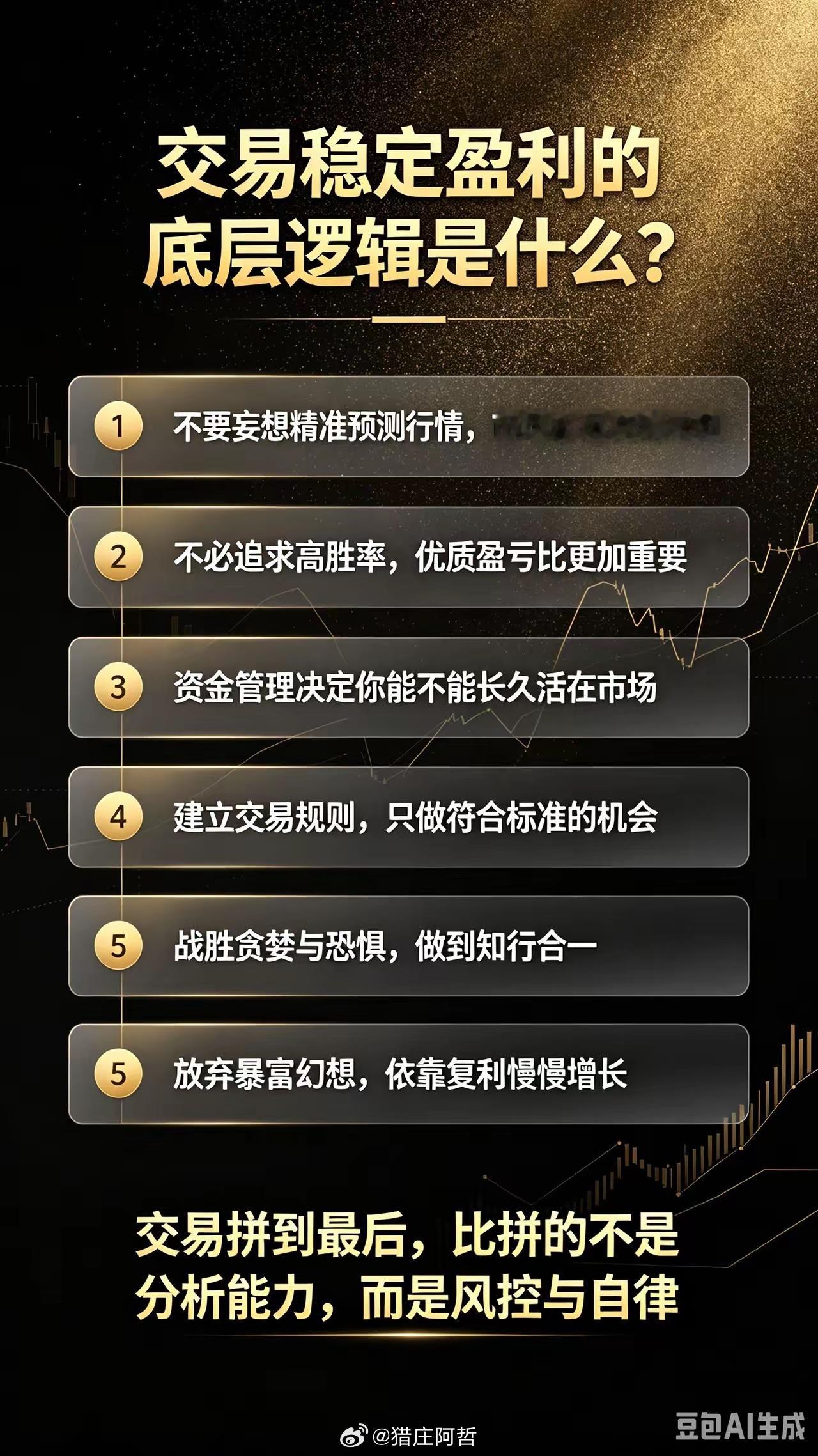 交易稳定盈利的底层逻辑是什么?很多交易者穷尽一生钻研各种指标、战法、行情预判，苦