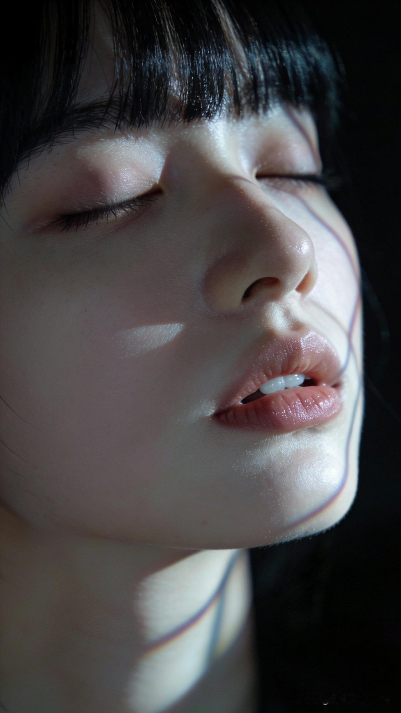 闭目养神，静待花开。用镜头记录生活的美 闭眼沉思的少女，光影交错，宁静而美丽。