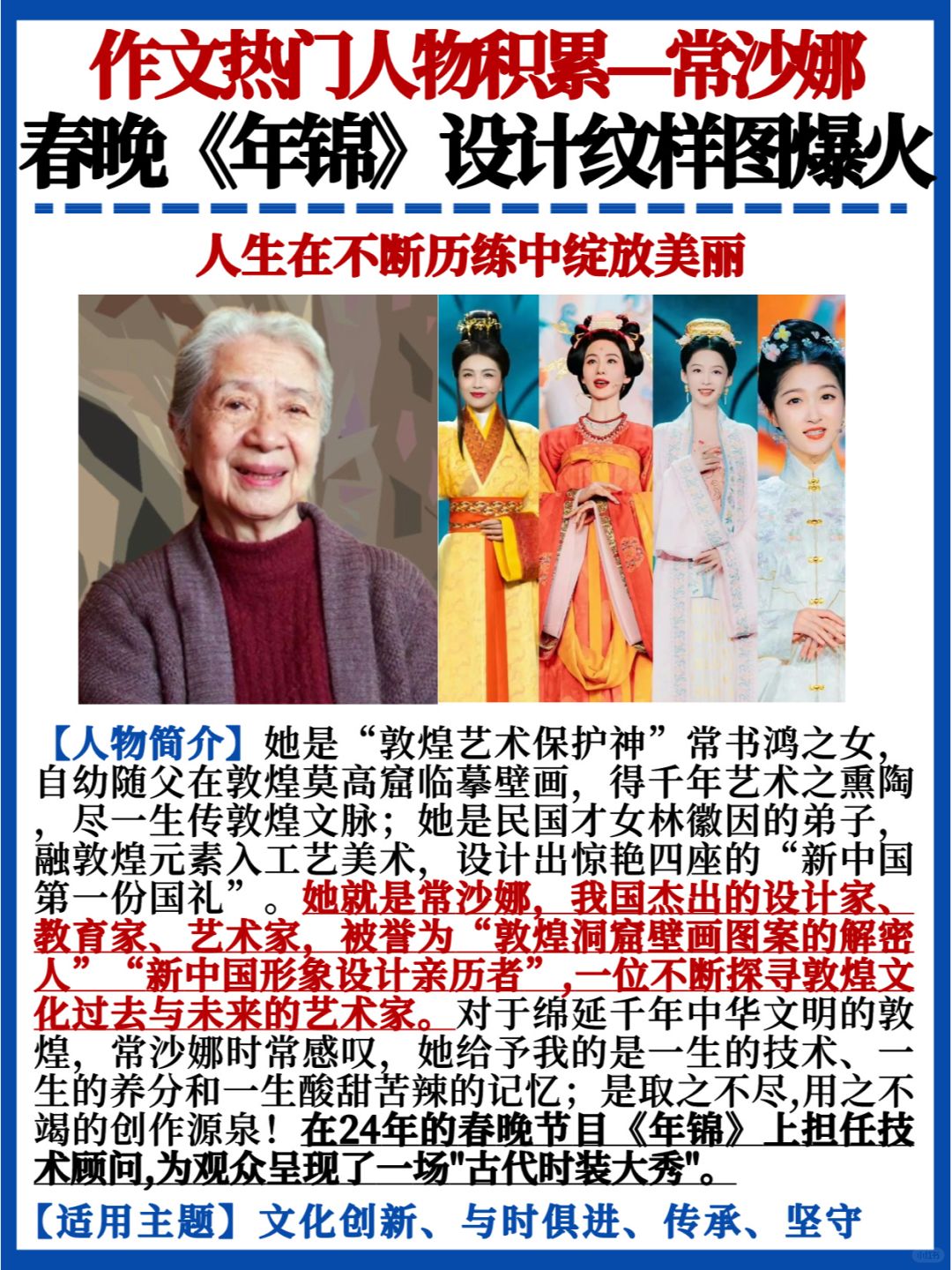 春晚文化创新考点✅把人物写进作文｜常沙娜