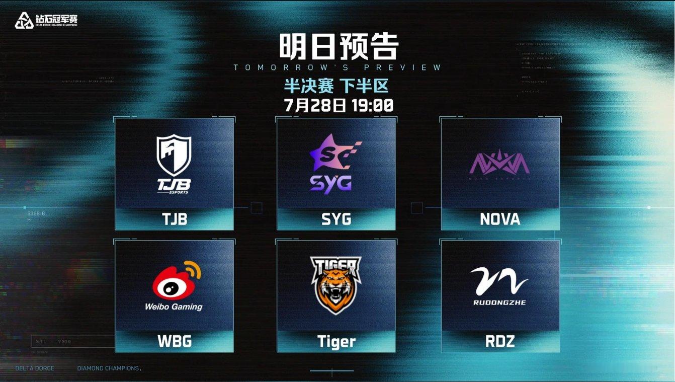 三角洲DDC钻石冠军赛半决赛B组 淘汰赛下半区赛程&三赛队伍三角洲DDC钻石冠军