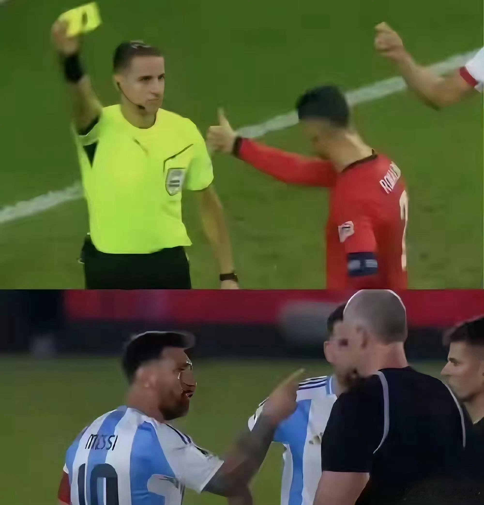 对待裁判：球王C罗心平气和点赞，球员梅西则是给你两窝窝！ 