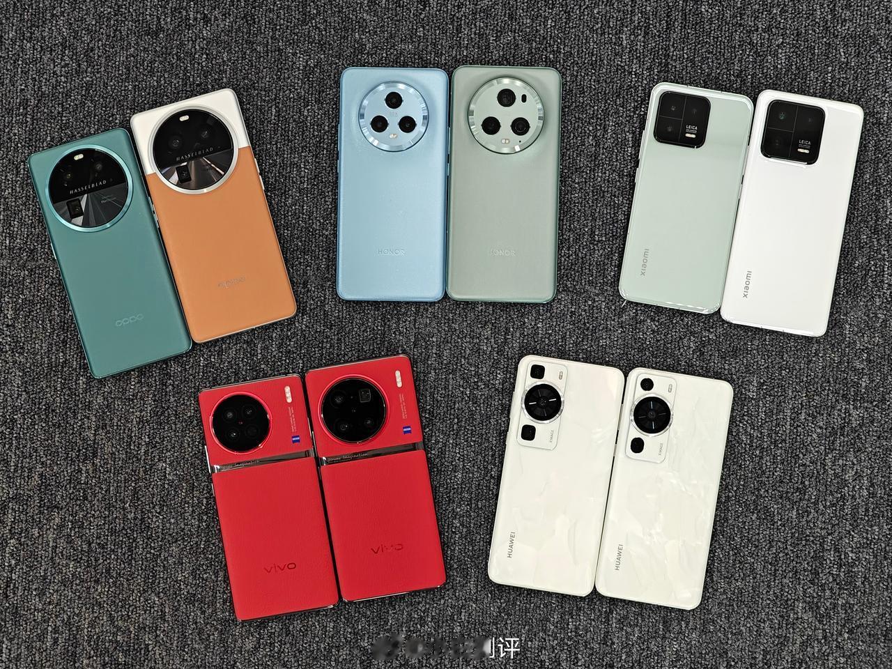 华为 小米 OPPO vivo 荣耀
五家旗舰的标准版和Pro版合影

最近全是