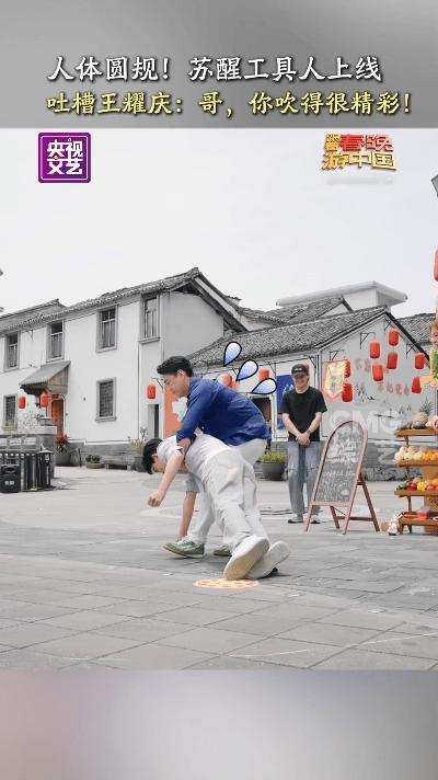苏醒变身人体圆规画披萨苏醒工具人上线跟着春晚游中国苏醒工具人身份实锤，王耀庆拎起