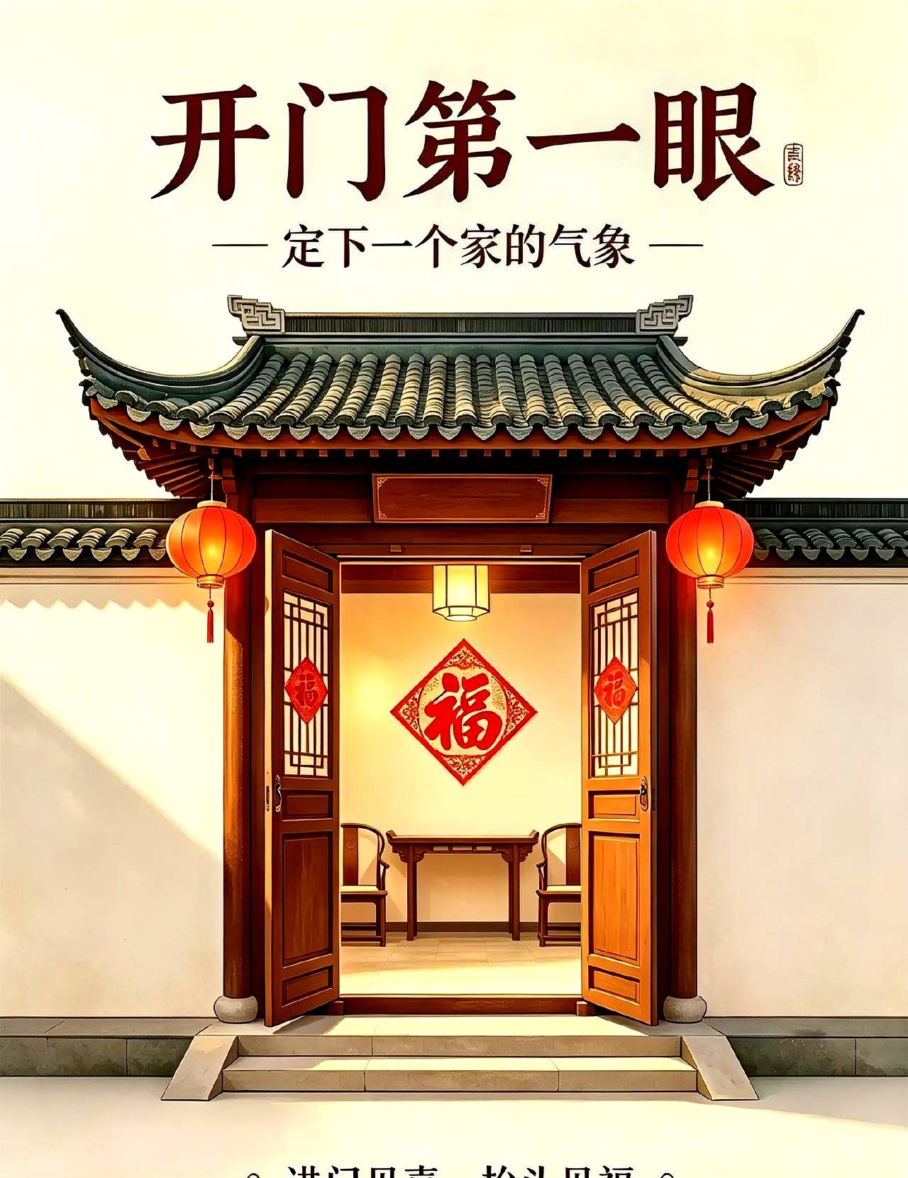 开门第一眼，看见啥还真挺要紧的。
前阵子去一个老友新搬的家，一进门玄关挂着一幅大