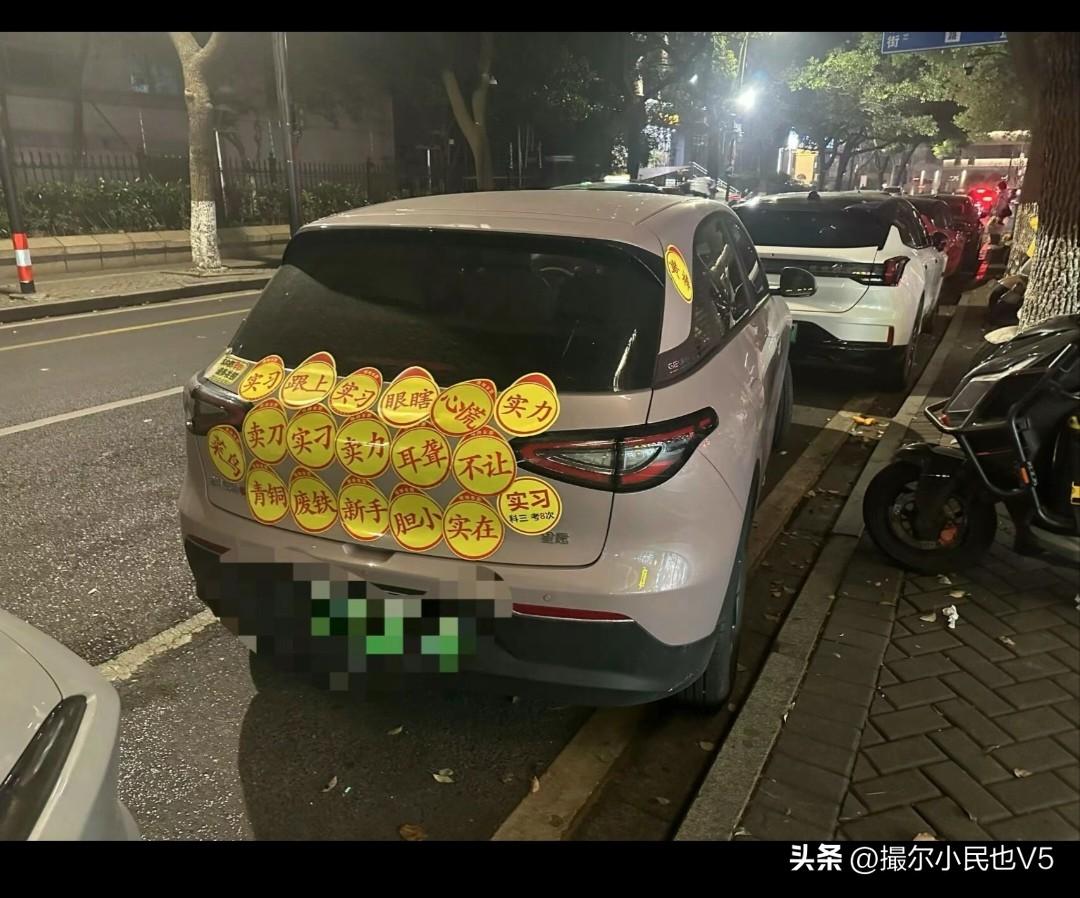 😅，只想知道：
贴这么多新手标是不是在路上就没人敢“惹”？
更想知道：贴了这么