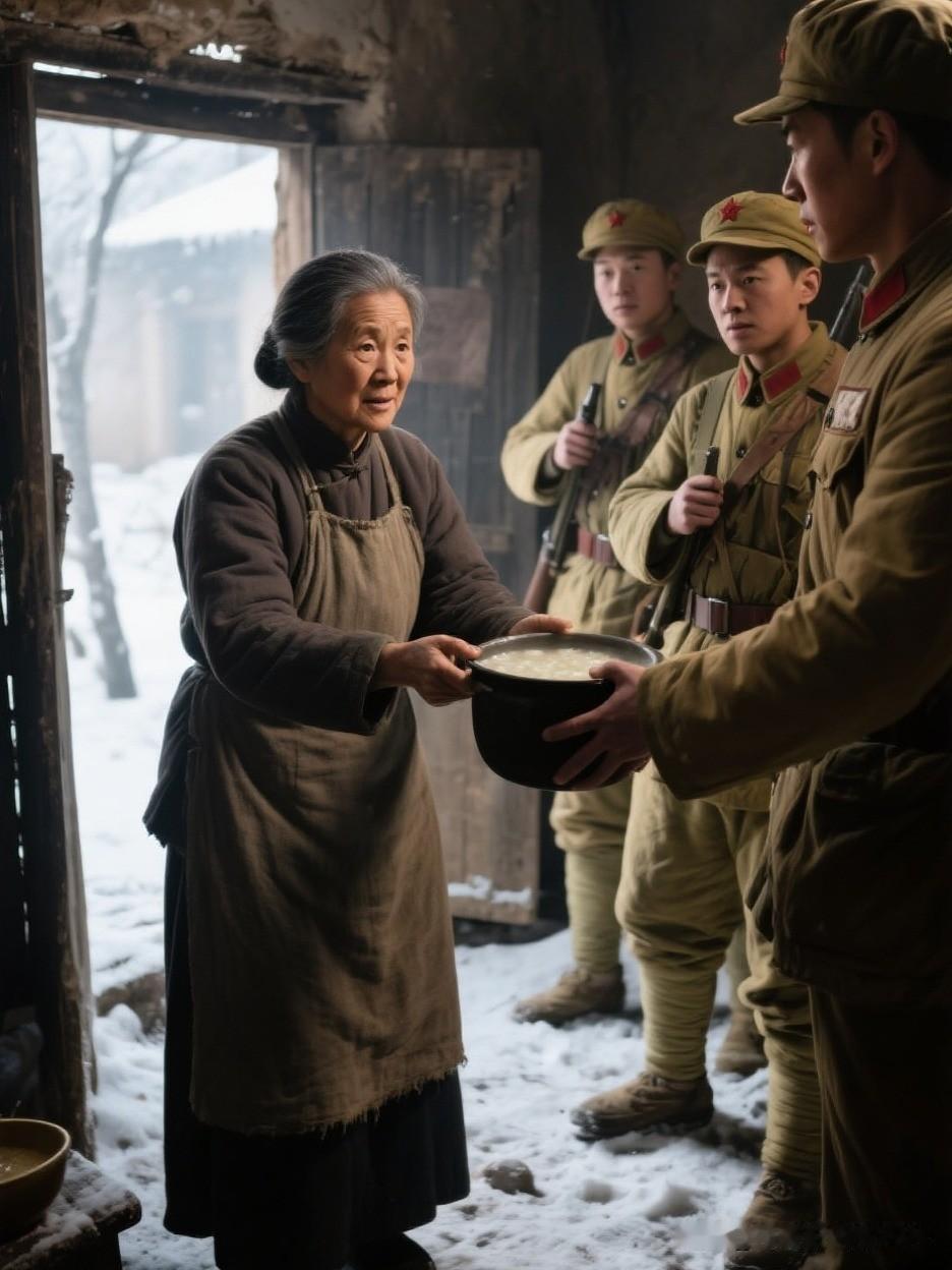 1941年老婆婆煮粥给八路军喝，排长发现不对劲大喊道：都别喝
 
风雪呼啸的夜晚
