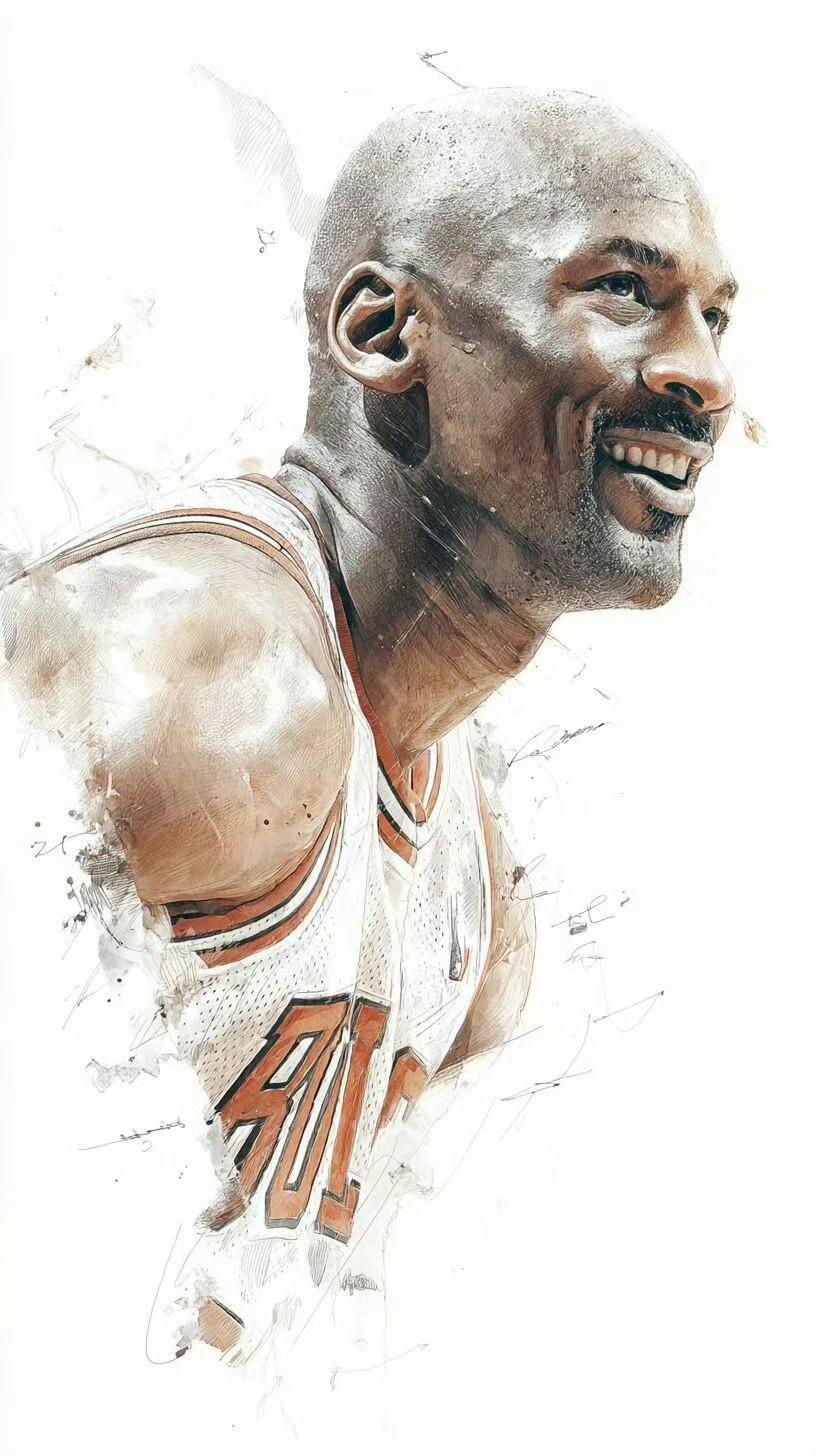 水墨画风的乔丹，真帅啊！ 