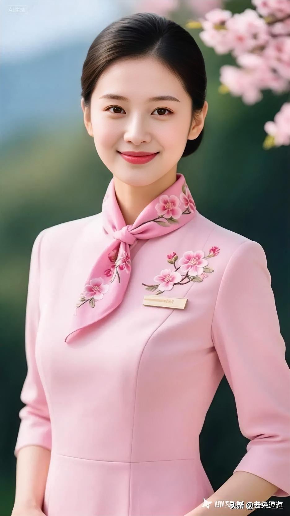 温柔粉嫩空姐装，春日气息扑面而来！🌸💕