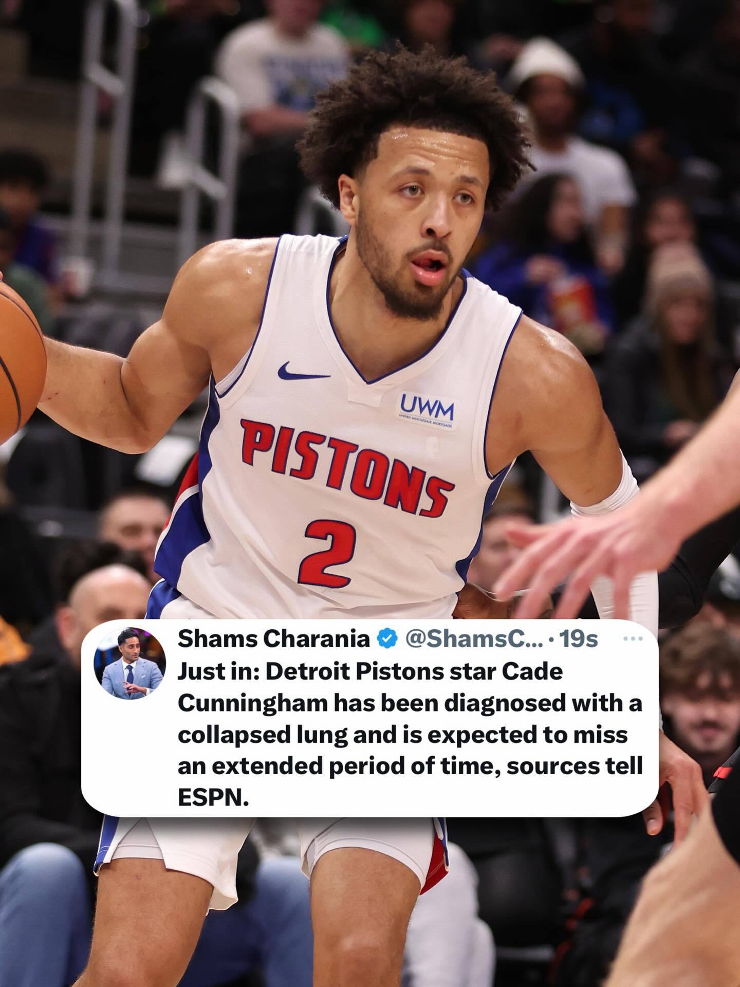 卧槽......Shams报道：坎宁安确诊肺部塌陷，将会缺席很长时间希望CC早日