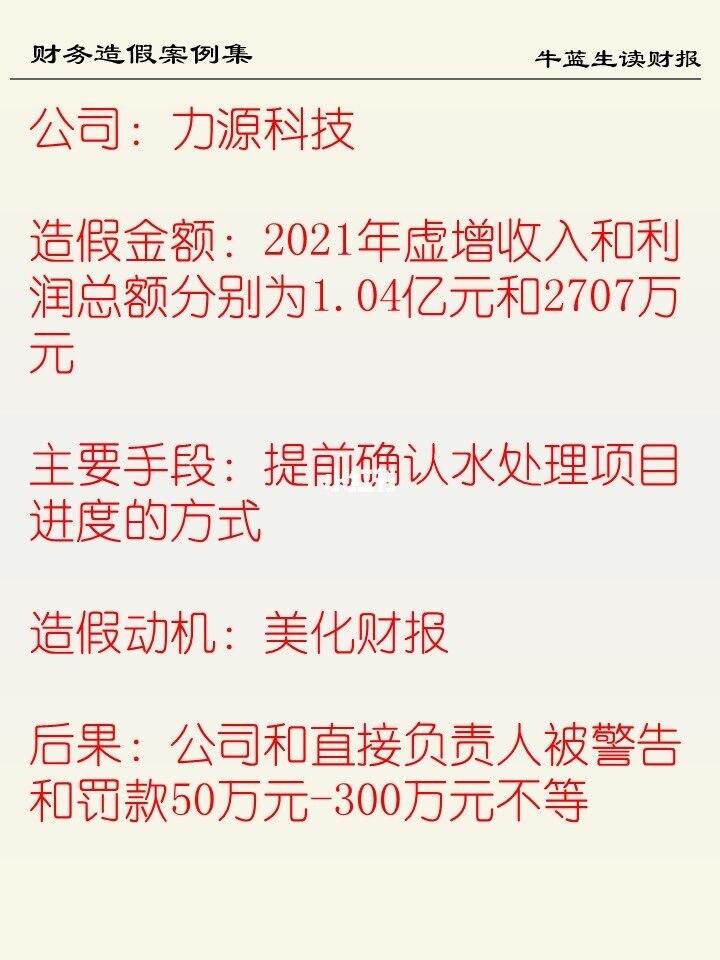 财务造假案例集 | 78 力源科技