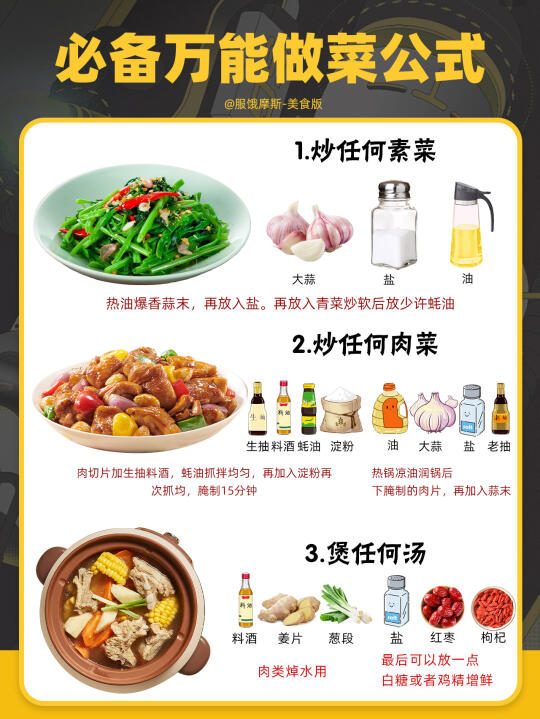🔥必备万能做菜公式，厨房小白秒变厨神