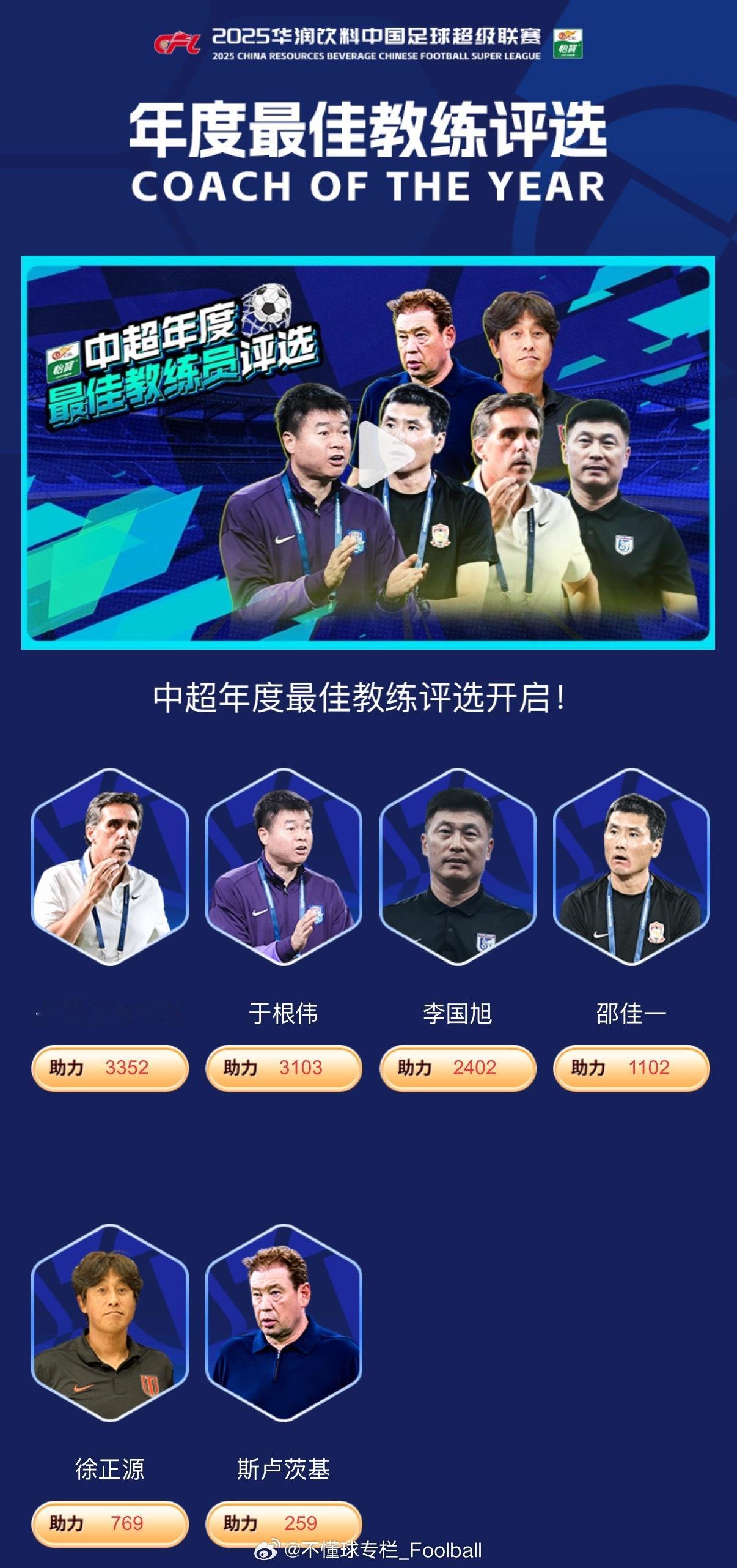 我支持伟大的战术天才，俄罗斯的冠军教父，申花两连亚第二大功臣斯卢茨基当选今年度中