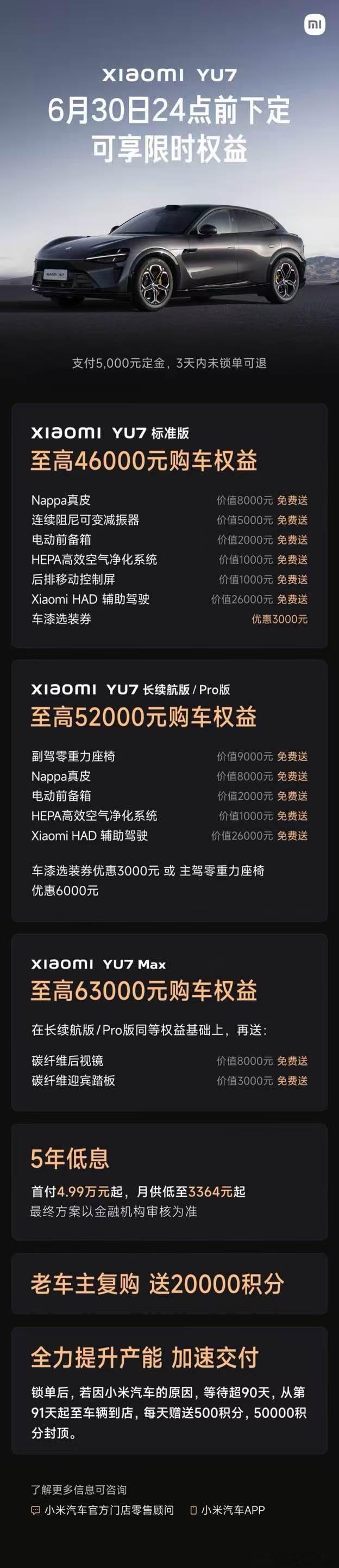 YU7 GT 帅就算了 还 支持小米定制服务还新增3款定制车漆、龙胆蓝真皮内饰，