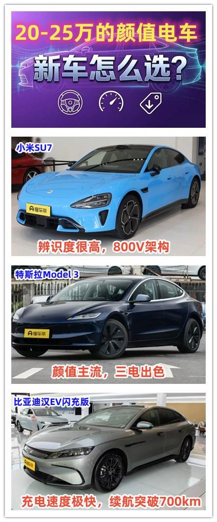 三款有颜值电车，并且锁定在20-25万的价格，全部都是长续航的纯电车，该如何选择