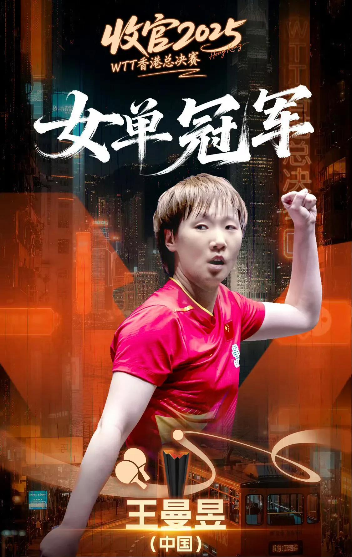 王曼昱夺冠！不得不承认3个事实

1、当今乒坛除了孙颖莎，其他选手在跟曼昱对决中